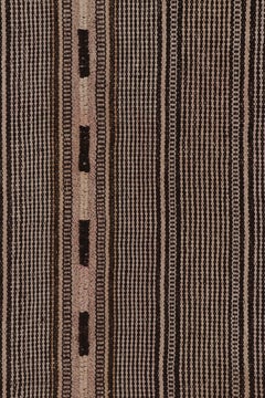 Vintage Persian Kilim, Beige-Brown Stripes with Intricate Detail - Rug & Kilim