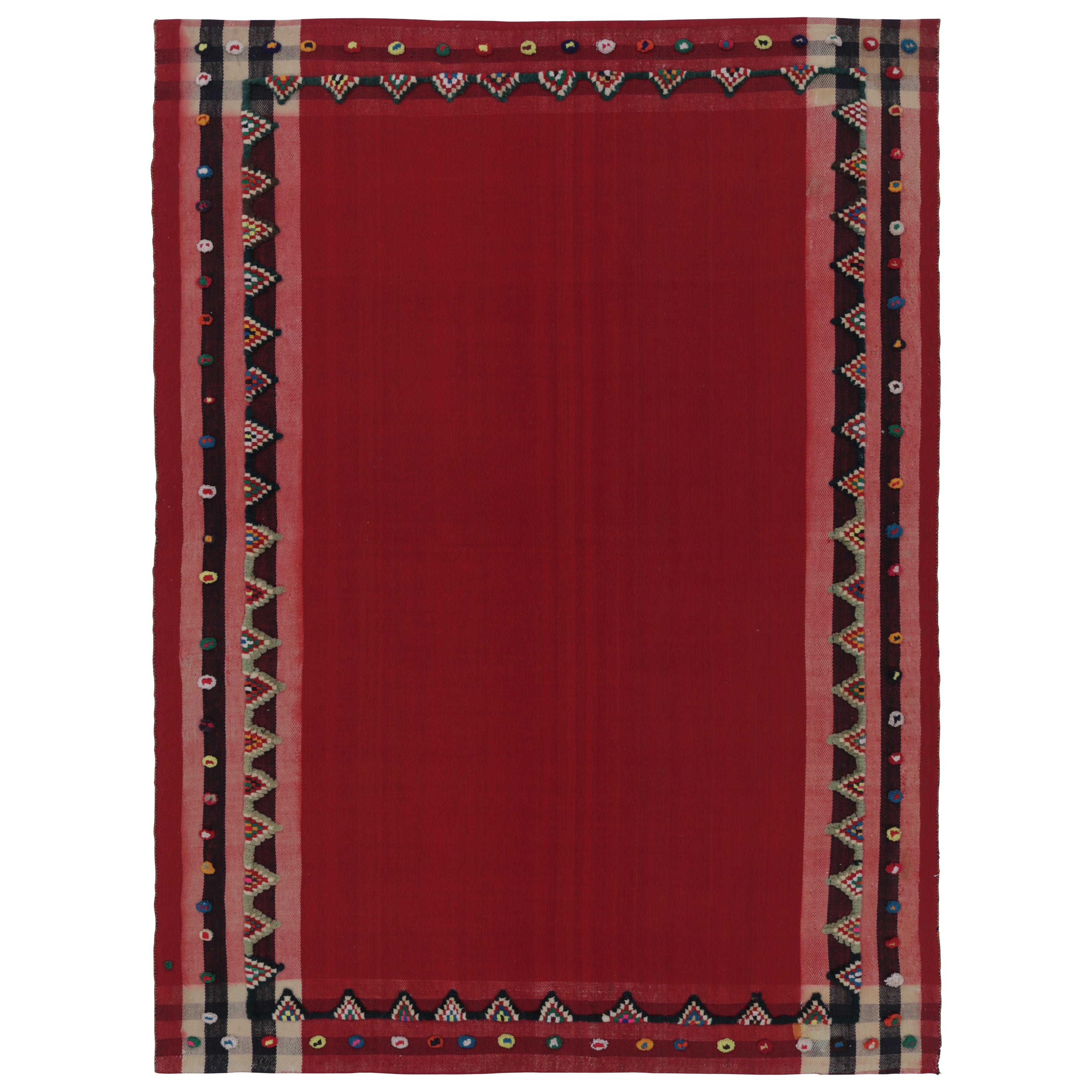 Vintage Persian Kilim, Beige-Brown Stripes with Intricate Detail - Rug
Kilim