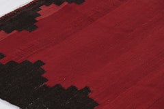 Vintage Persian Kilim, Burgundy Open Field with Black Border - Rug & Kilim