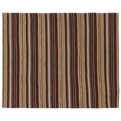 Vintage Persian Kilim, Cream Yellow and Burgundy Stripes - Rug 
Kilim