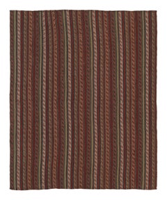 Vintage Persian Kilim, Dense Geometric Tribal Patterns in Stripes - Rug & Kilim