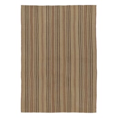 Vintage Persian Kilim, Elegant Vertical Stripes in Neutral Beige - Rug
Kilim