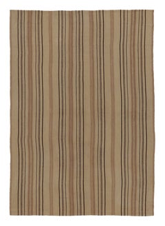 Vintage Persian Kilim, Elegant Vertical Stripes in Neutral Beige - Rug
Kilim