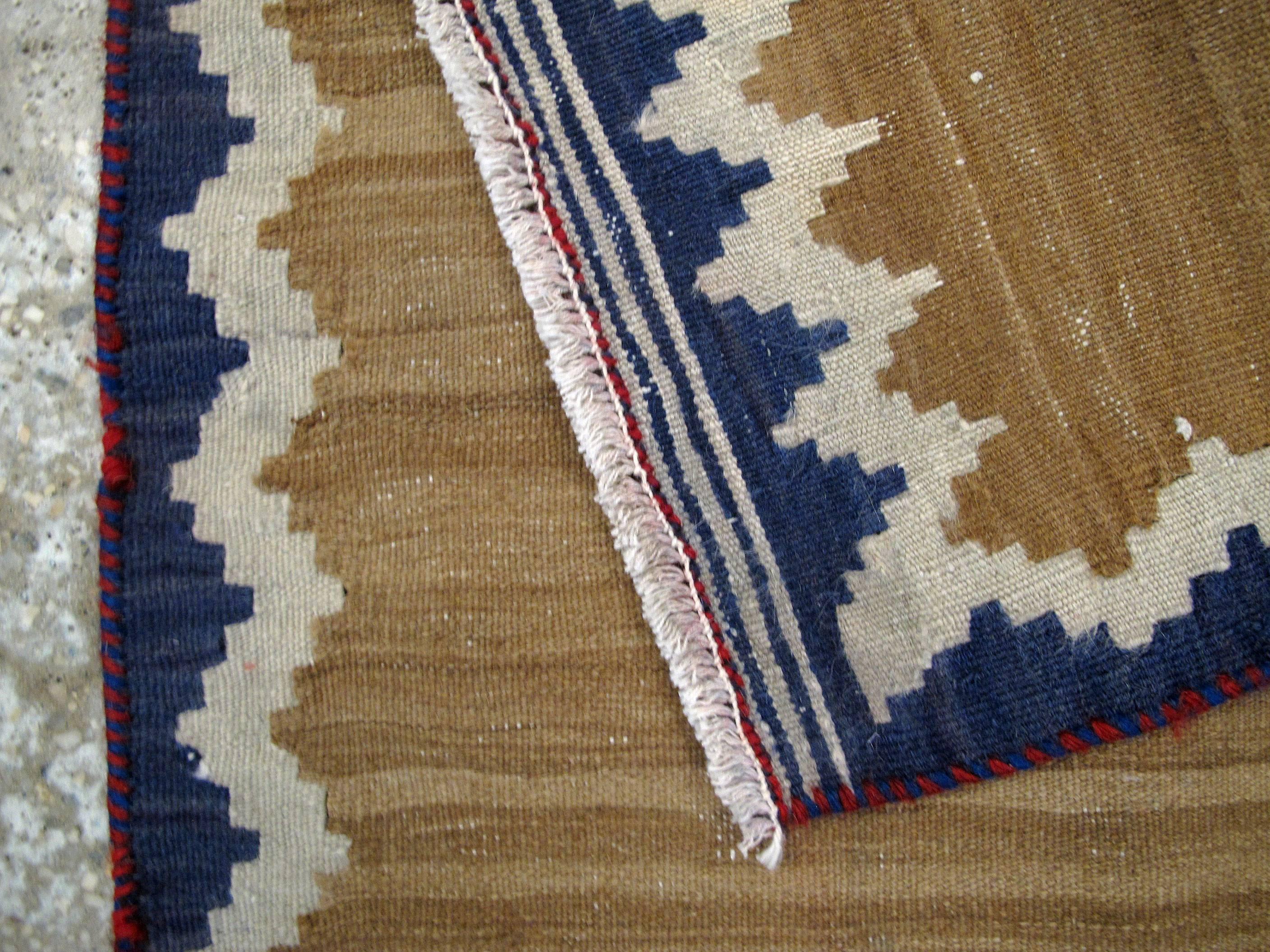 Wool Vintage Persian Kilim Flat-Weave