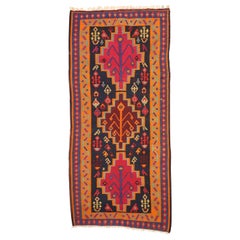 Retro Persian Kilim Gallery Rug, Wide Hallway Tribal Runner