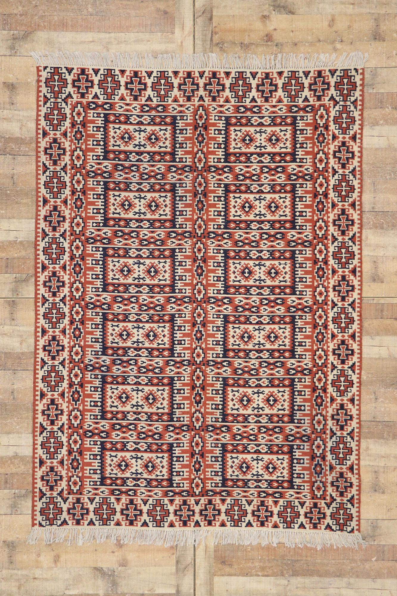 Vintage Persian Kilim Gallery Rug with Tribal Style For Sale 2
