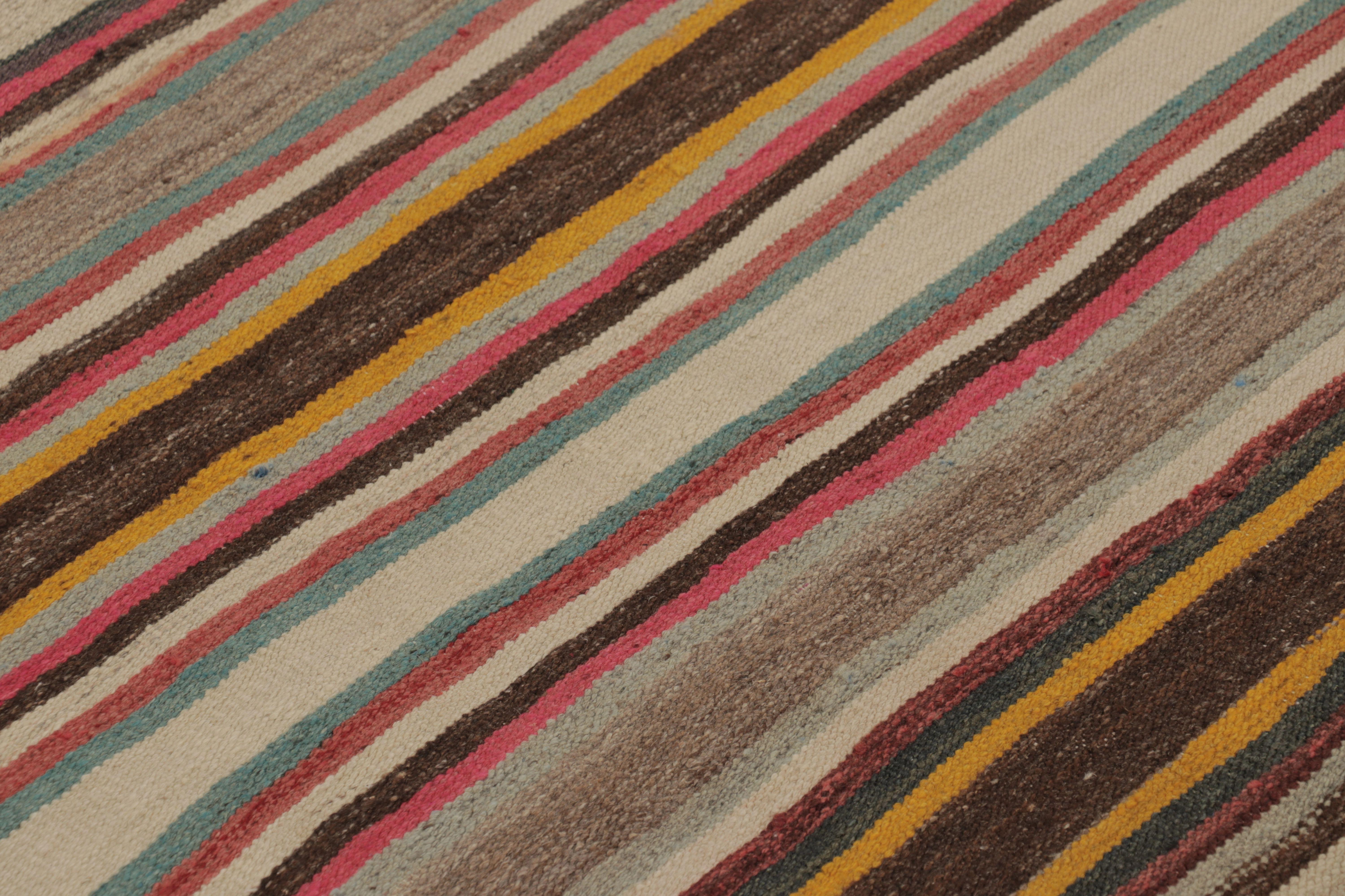 Made with handwoven wool circa 1950-1960, this 5x7 vintage flat-weave Kilim is a particularly cheerful and sought-after work of an exciting new curation from Rug & Kilim’s collection of classic kilims and flatweaves.

On the Design: 

This