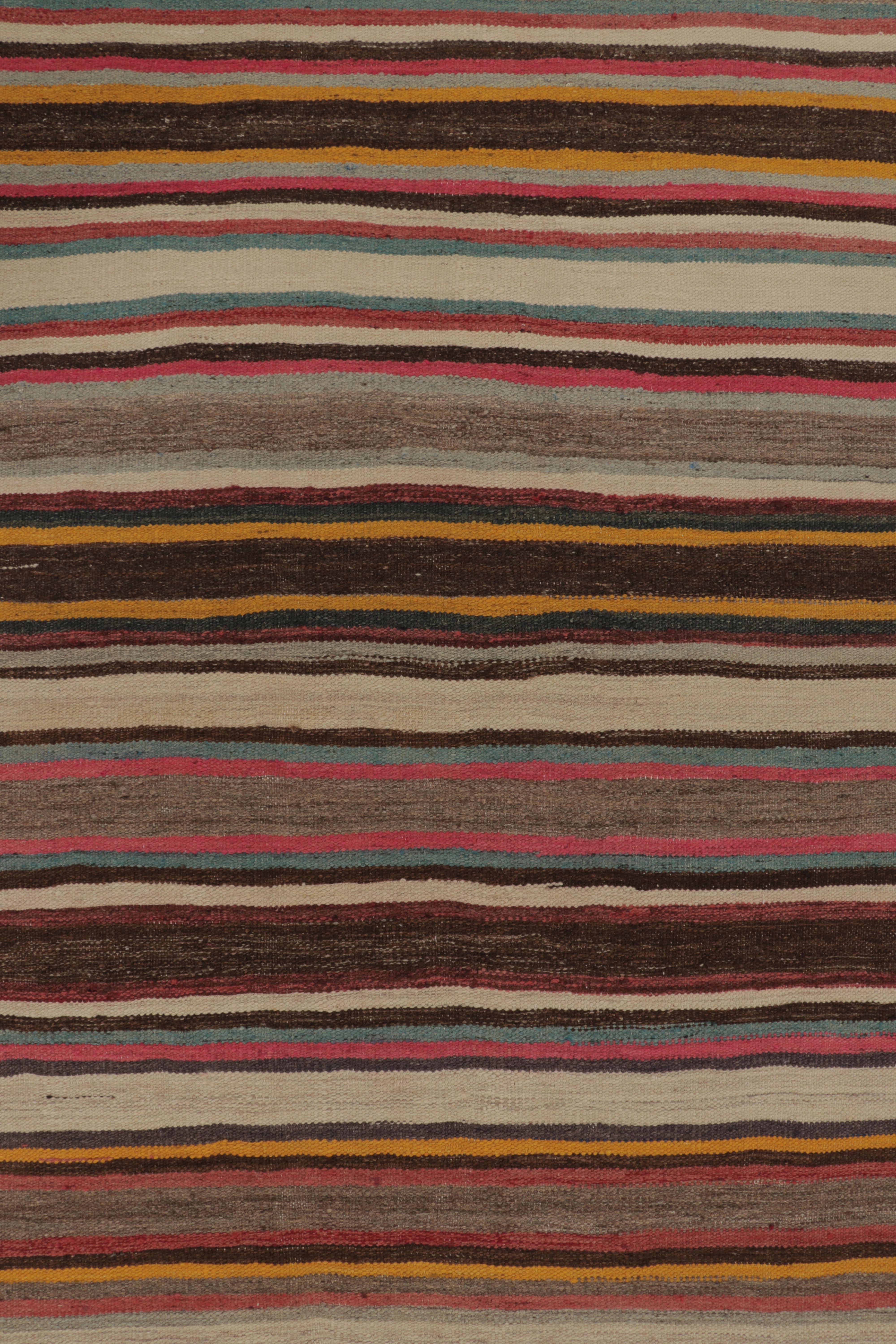 Vintage Persian Kilim, Horizontal Stripes with Bright Accents - Rug & Kilm For Sale 1