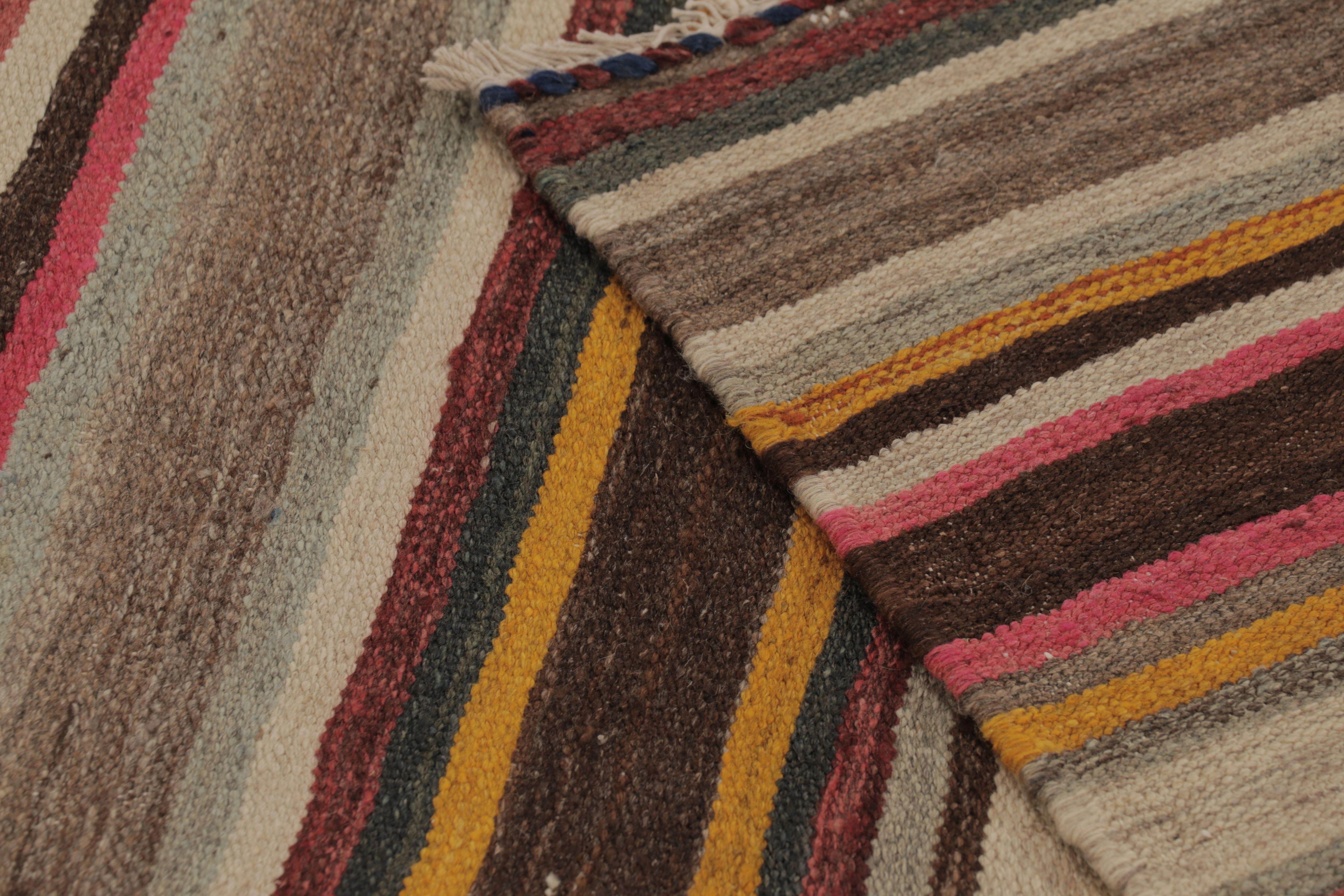 Vintage Persian Kilim, Horizontal Stripes with Bright Accents - Rug & Kilm For Sale 2