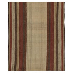 Vintage Persian Kilim in Beige, Brown and Burgundy Stripes by Rug & Kilim
