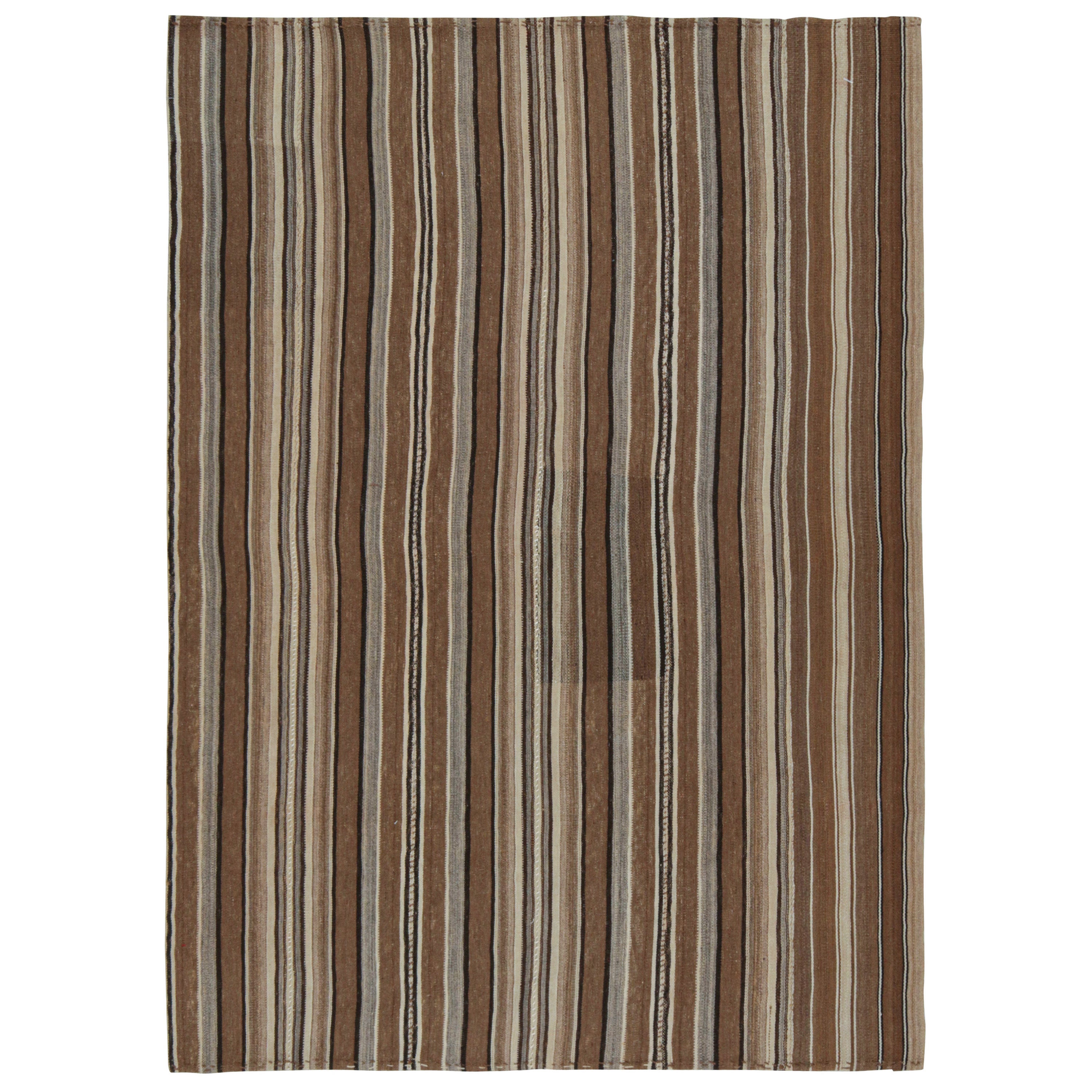 Persischer Kelim mit beige-braunen und grauen Streifen von Teppich & Kilim