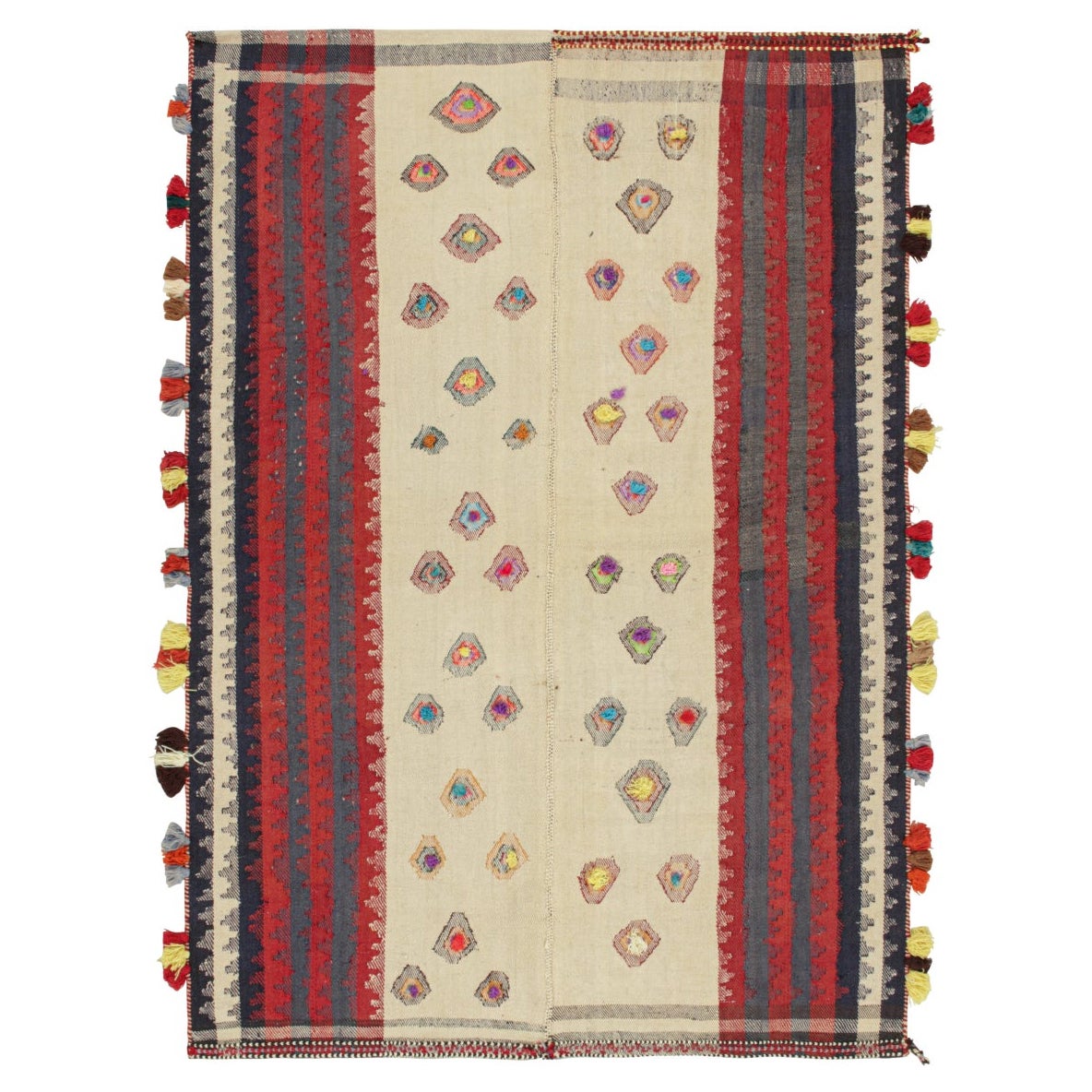 Persischer Kelim in Beige mit mehrfarbigen Streifen und Motiven von Teppich & Kilim