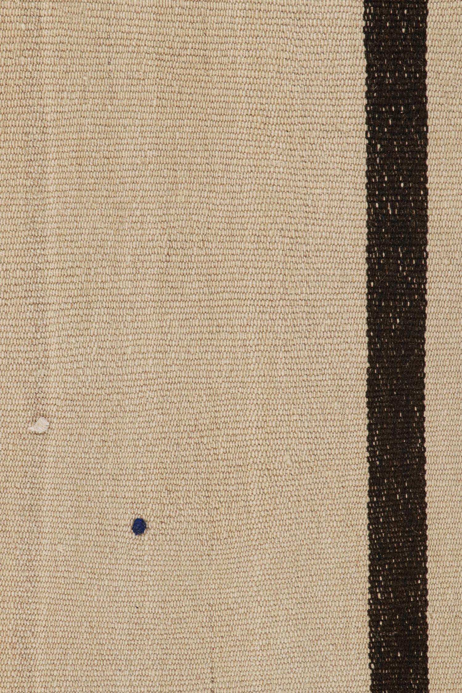 Mid-20th Century Vintage Persian Kilim in Beige with Rich Brown Stripes For Sale