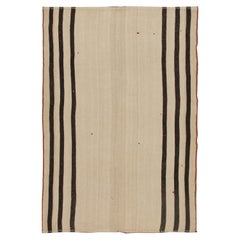 Vintage Persian Kilim in Beige with Rich Brown Stripes