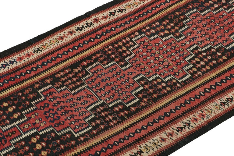Vintage Persian Kilim in Black and Red with Geometric Patterns For Sale ...