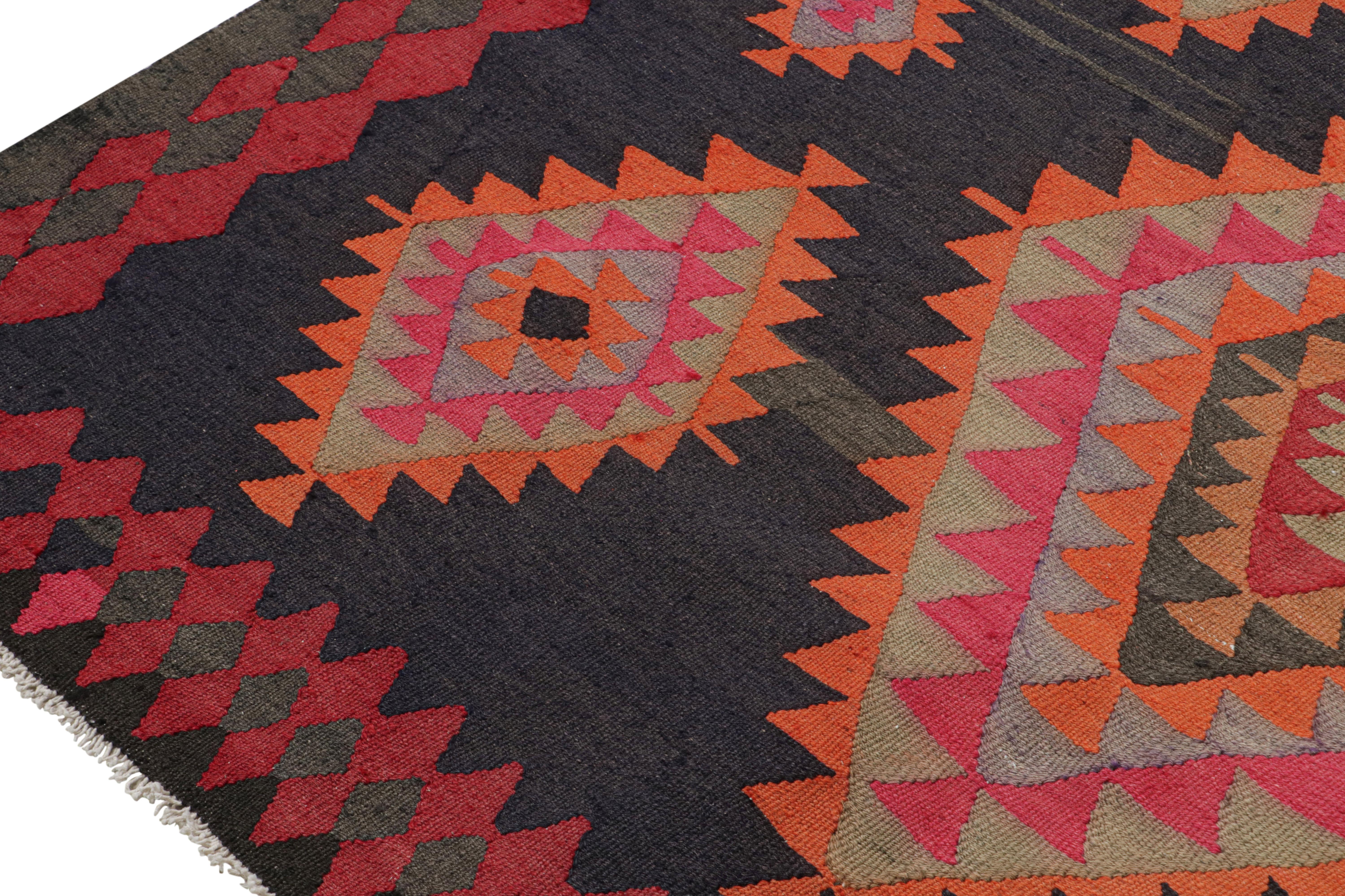 Mid-20th Century Vintage Persian Kilim in Blue with Vibrant Medallions For Sale