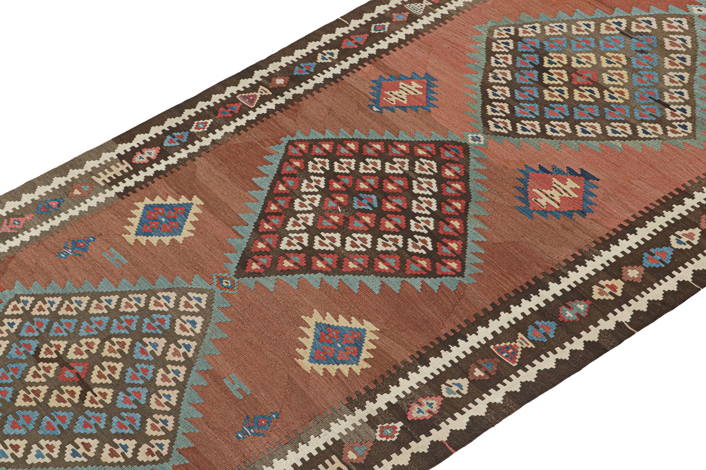 Hand-Knotted Vintage Persian Kilim in Brick Red with Medallion Patterns by Rug & Kilim For Sale