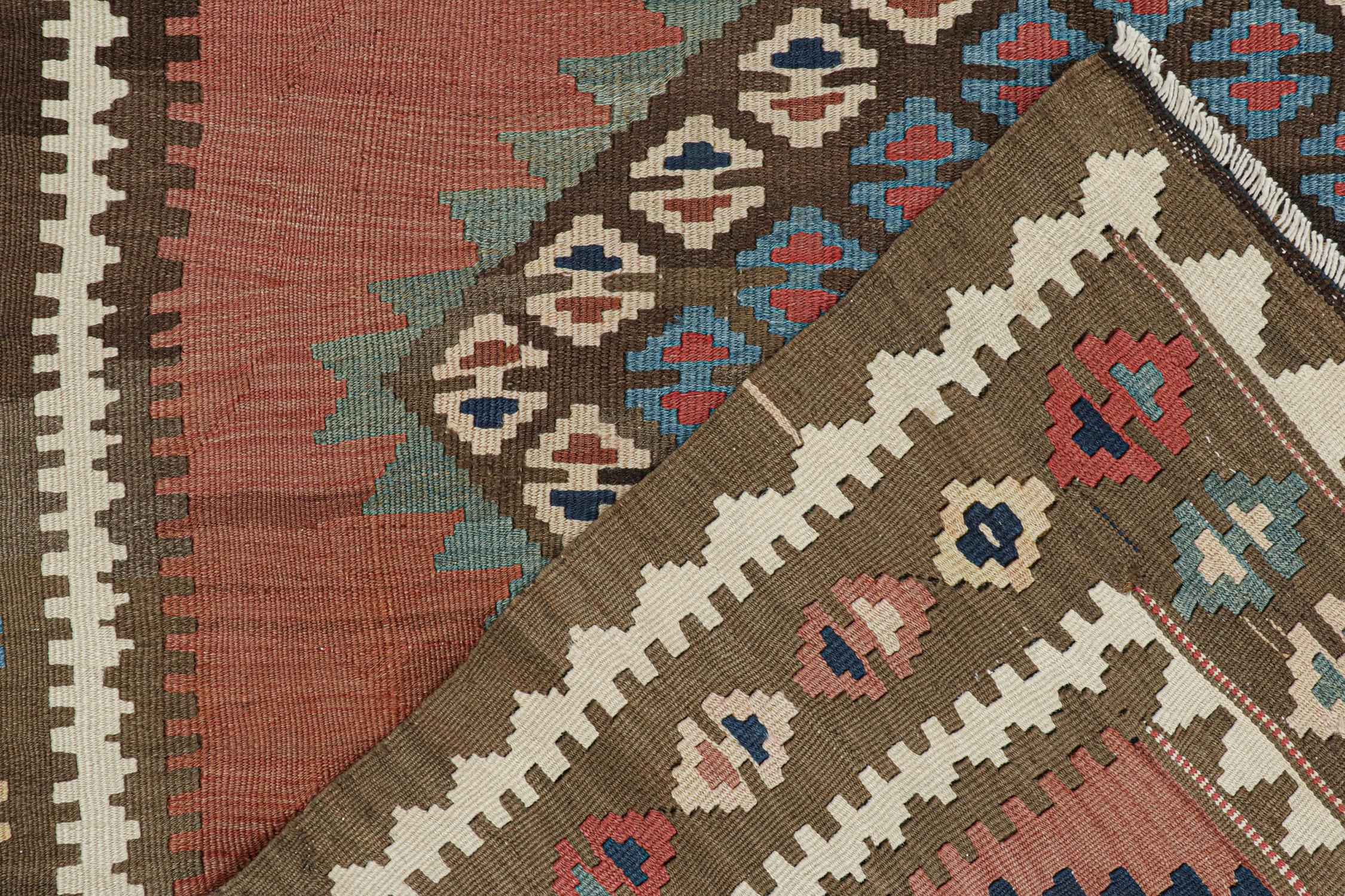 Mid-20th Century Vintage Persian Kilim in Brick Red with Medallion Patterns by Rug & Kilim For Sale