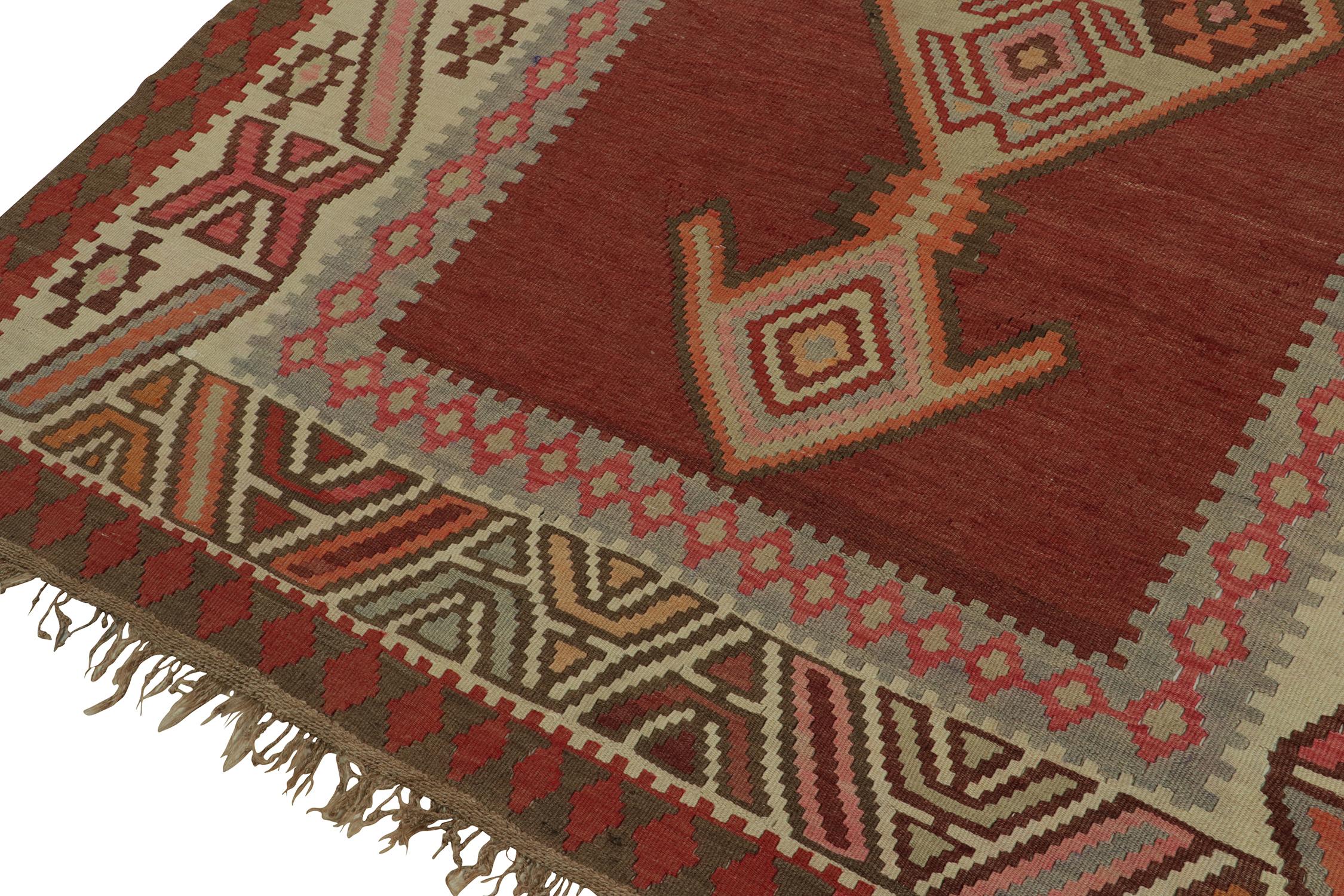 Vintage Persian Kilim in Brick Red with Polychromatic Medallions by Rug & Kilim In Good Condition For Sale In Long Island City, NY