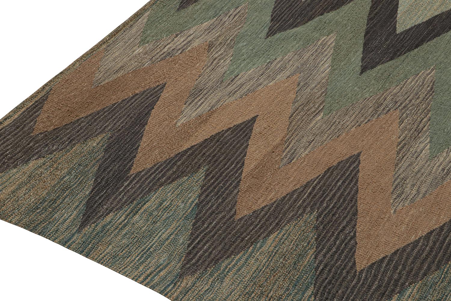 Kilim persiano vintage con motivo Chevron marrone e verde acqua di Rug & Kilim In condizioni buone in vendita a Long Island City, NY