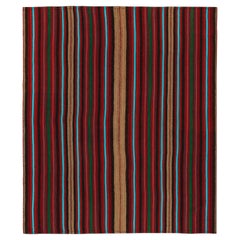 Persischer Vintage-Kelim in Burgunderrot mit mehrfarbigen Streifen von Rug & Kilim
