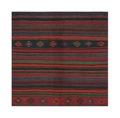 Kilim persiano vintage in borgogna con strisce policrome di Rug & Kilim
