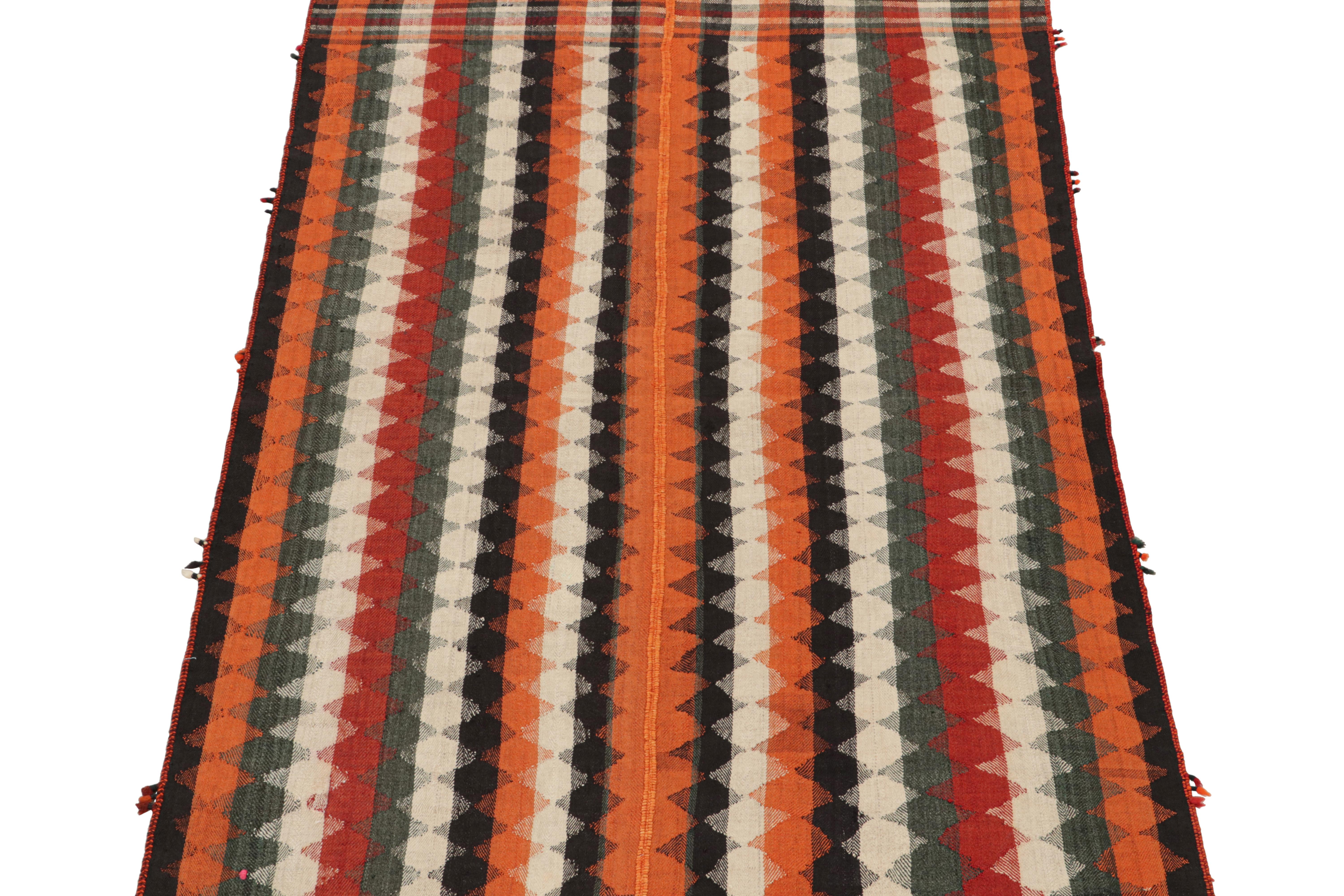 Vintage Persian Kilim in Orange and Multicolor Stripes In Good Condition For Sale In Long Island City, NY