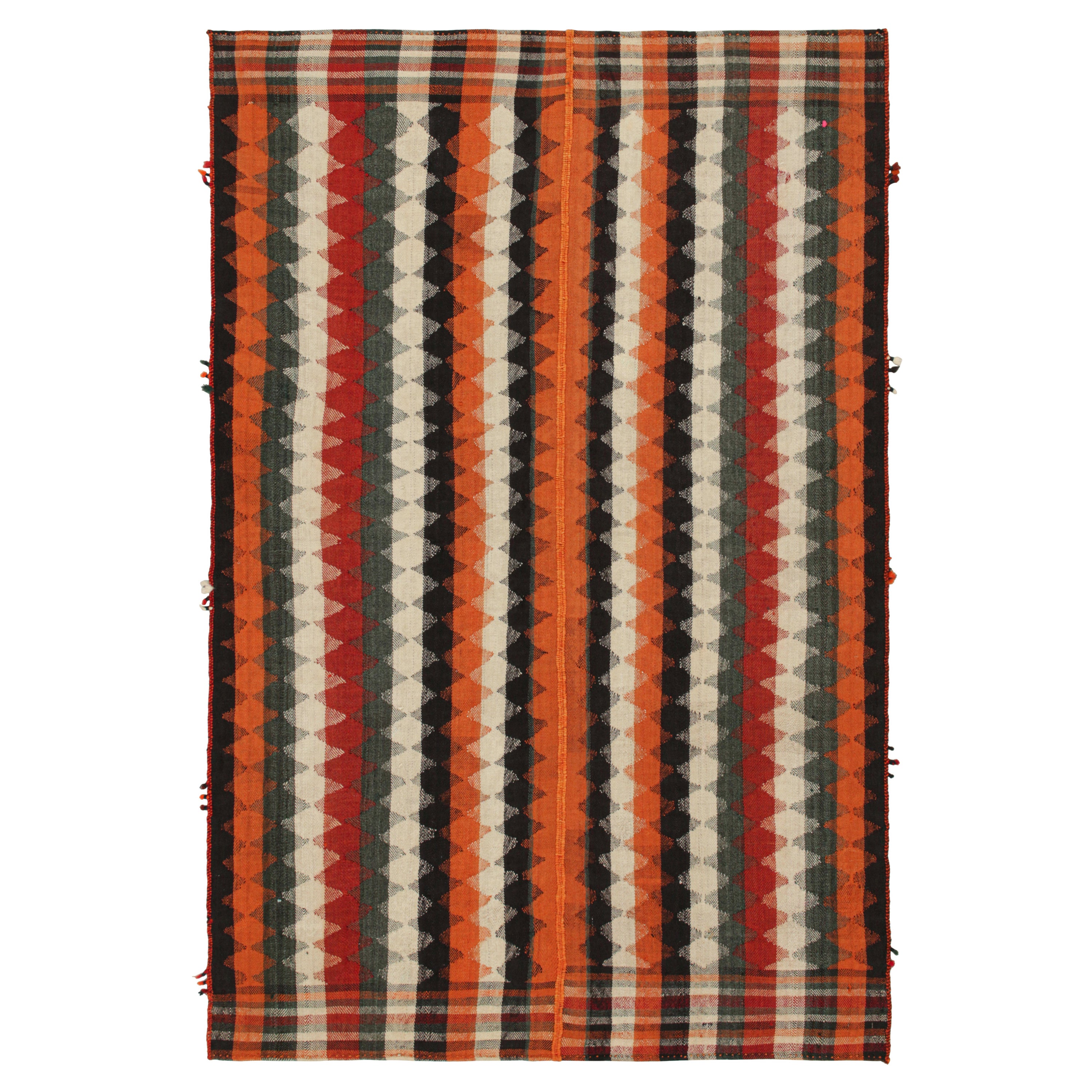 Persischer Kelim mit orangefarbenen und mehrfarbigen Streifen von Rug & Kilim im Angebot
