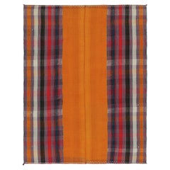 Persischer Kelim im Vintage-Stil mit orangefarbenen und mehrfarbigen Streifen, Paneelstil von Rug & Kilim