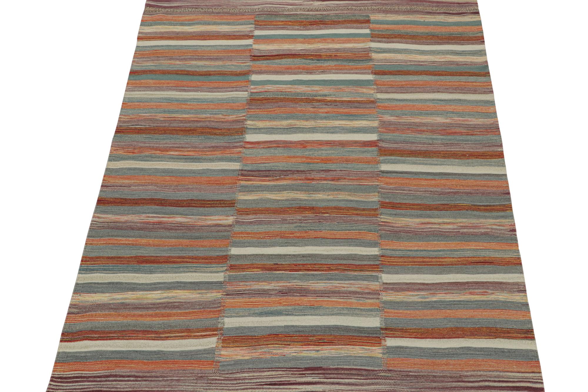 Vintage Persian Kilim in Panel-Weave with Polychromatic Stripes by Rug & Kilim In Good Condition For Sale In Long Island City, NY