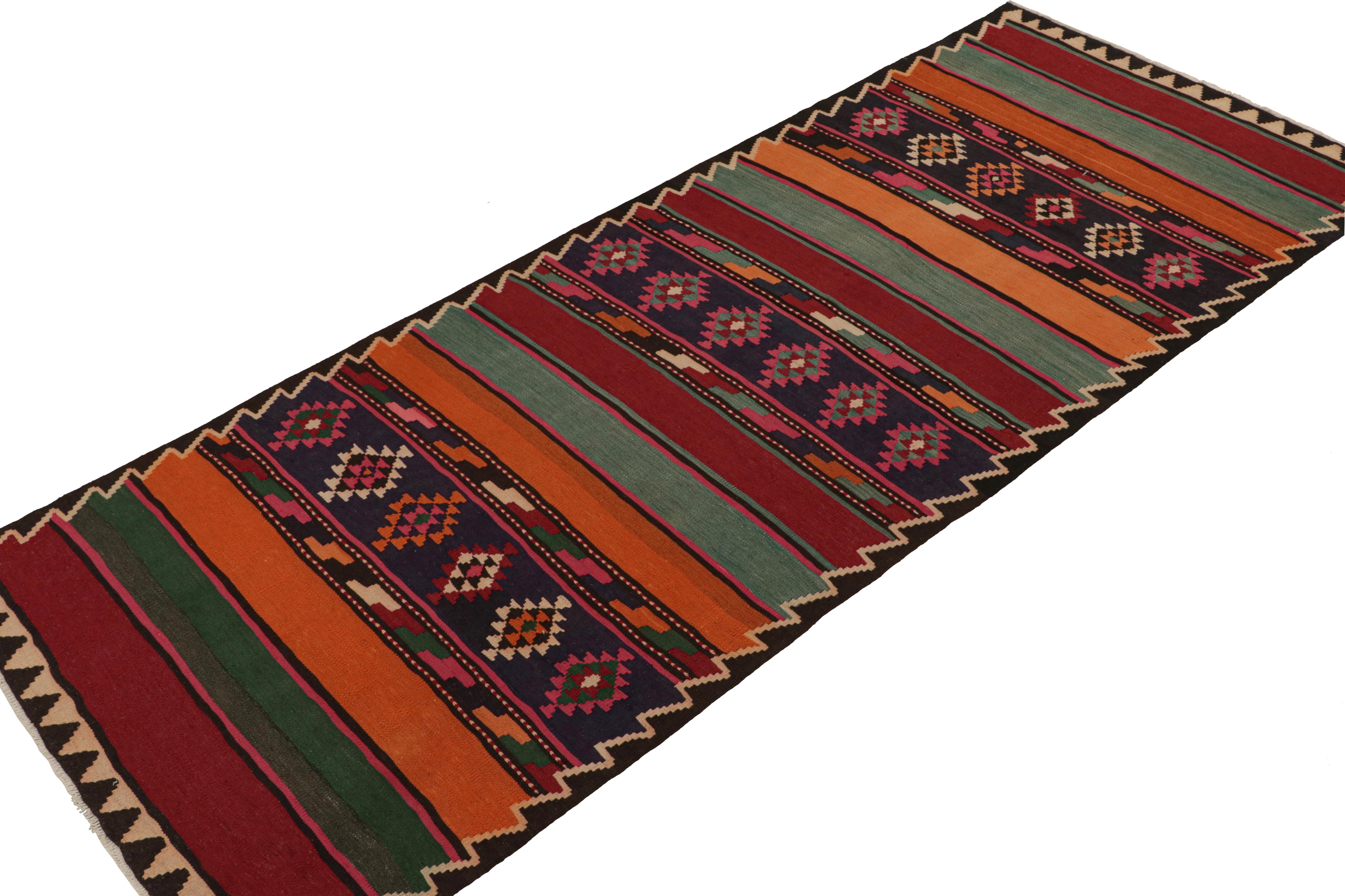 Tribal Vintage Persian Kilim in Polychromatic Geometric Patterns For Sale