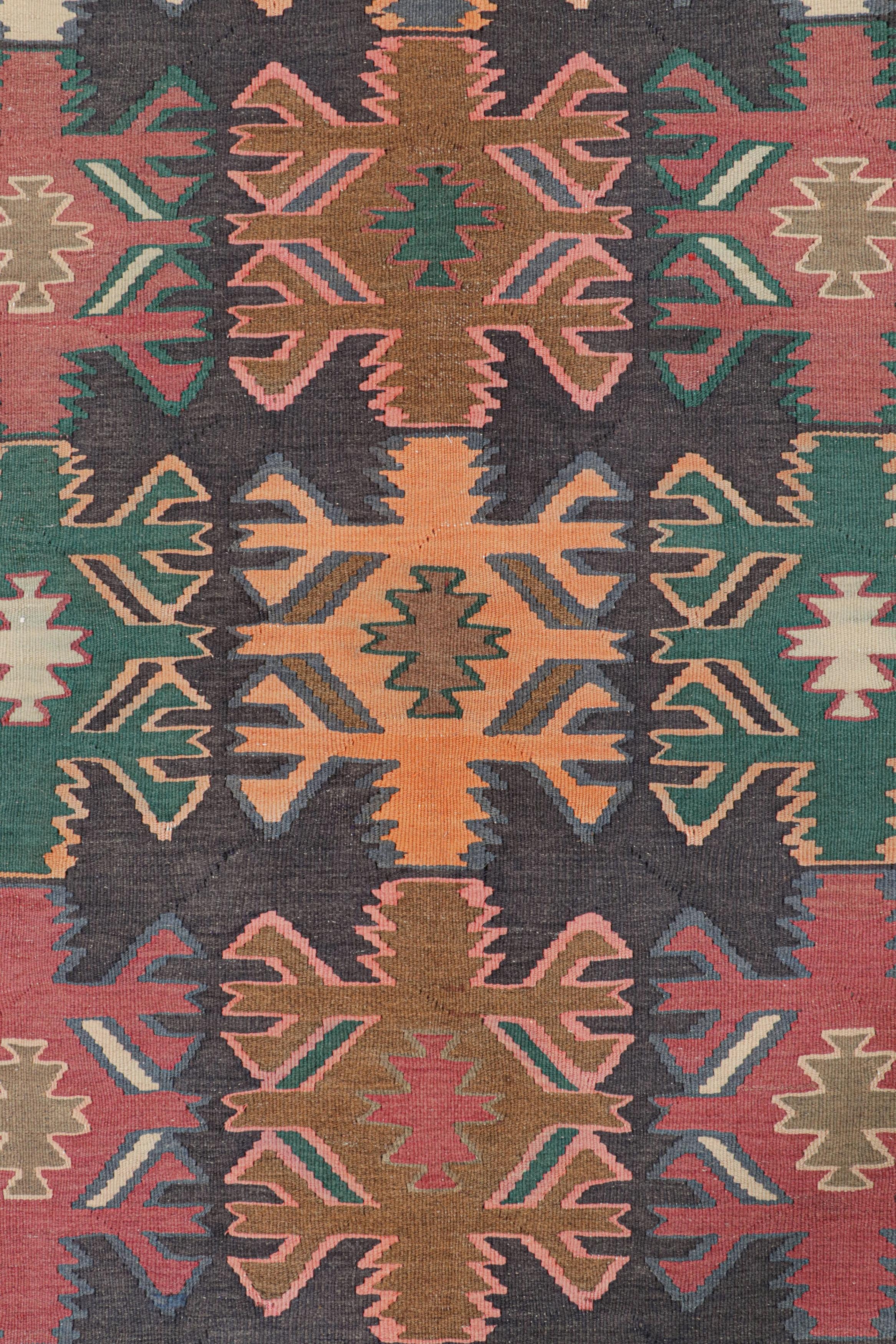 Tribal Vintage Persian Kilim in Polychromatic Geometric Patterns by Rug & Kilim For Sale