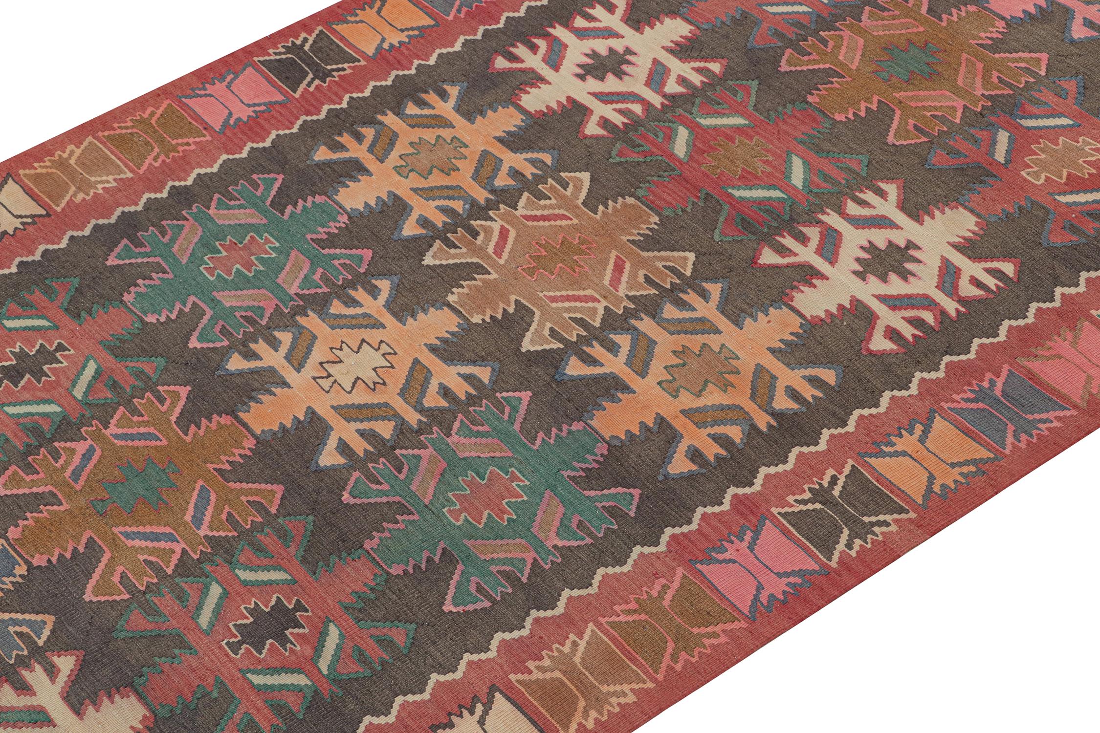 Hand-Knotted Vintage Persian Kilim in Polychromatic Geometric Patterns by Rug & Kilim For Sale