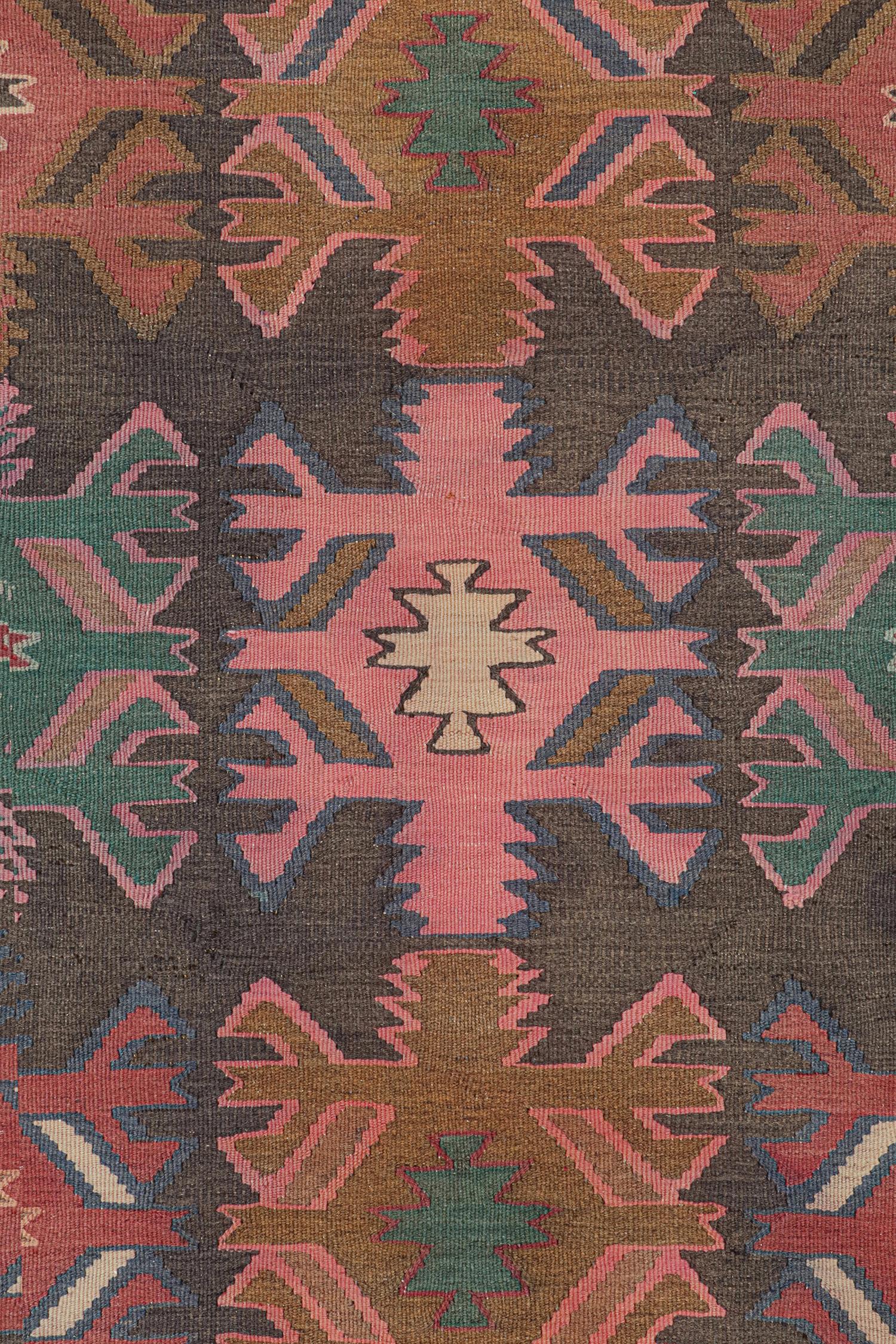 Mid-20th Century Vintage Persian Kilim in Polychromatic Geometric Patterns by Rug & Kilim For Sale