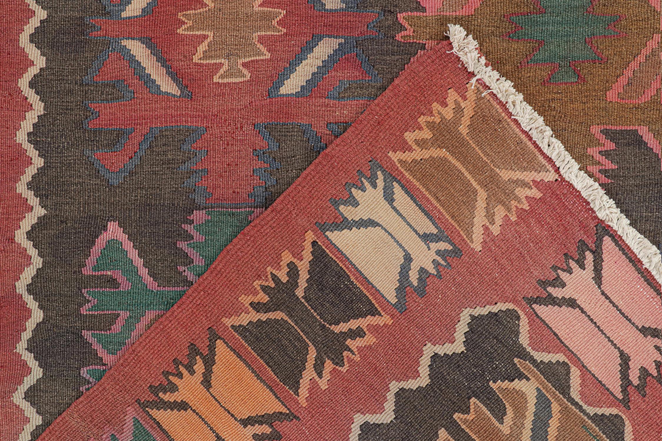 Wool Vintage Persian Kilim in Polychromatic Geometric Patterns by Rug & Kilim For Sale