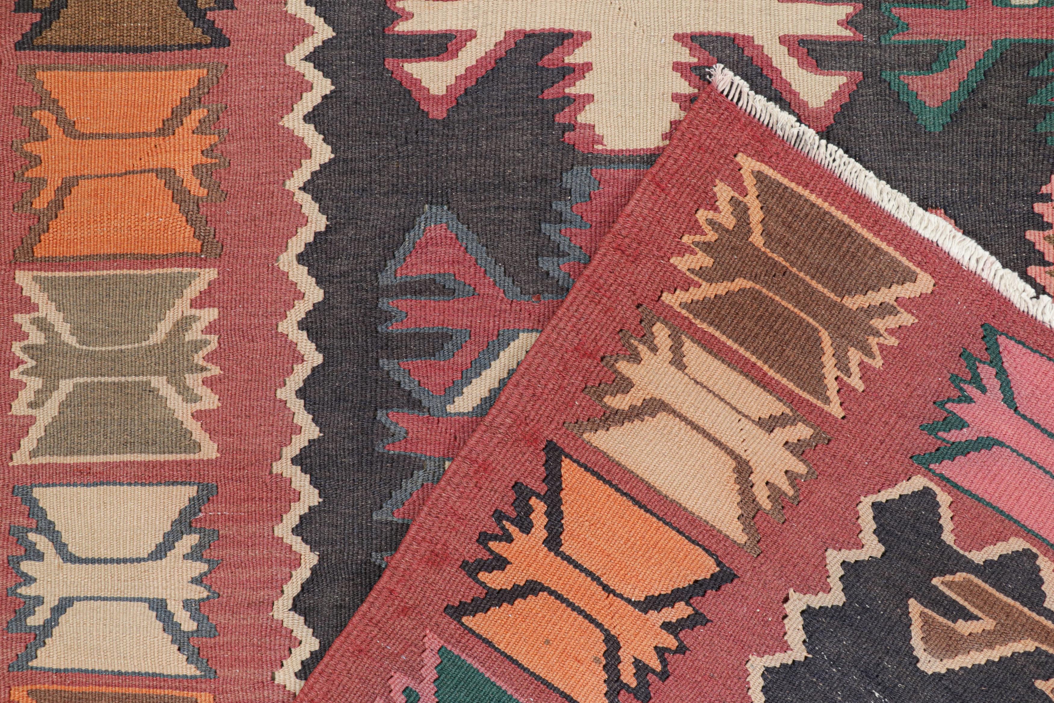 Wool Vintage Persian Kilim in Polychromatic Geometric Patterns by Rug & Kilim For Sale