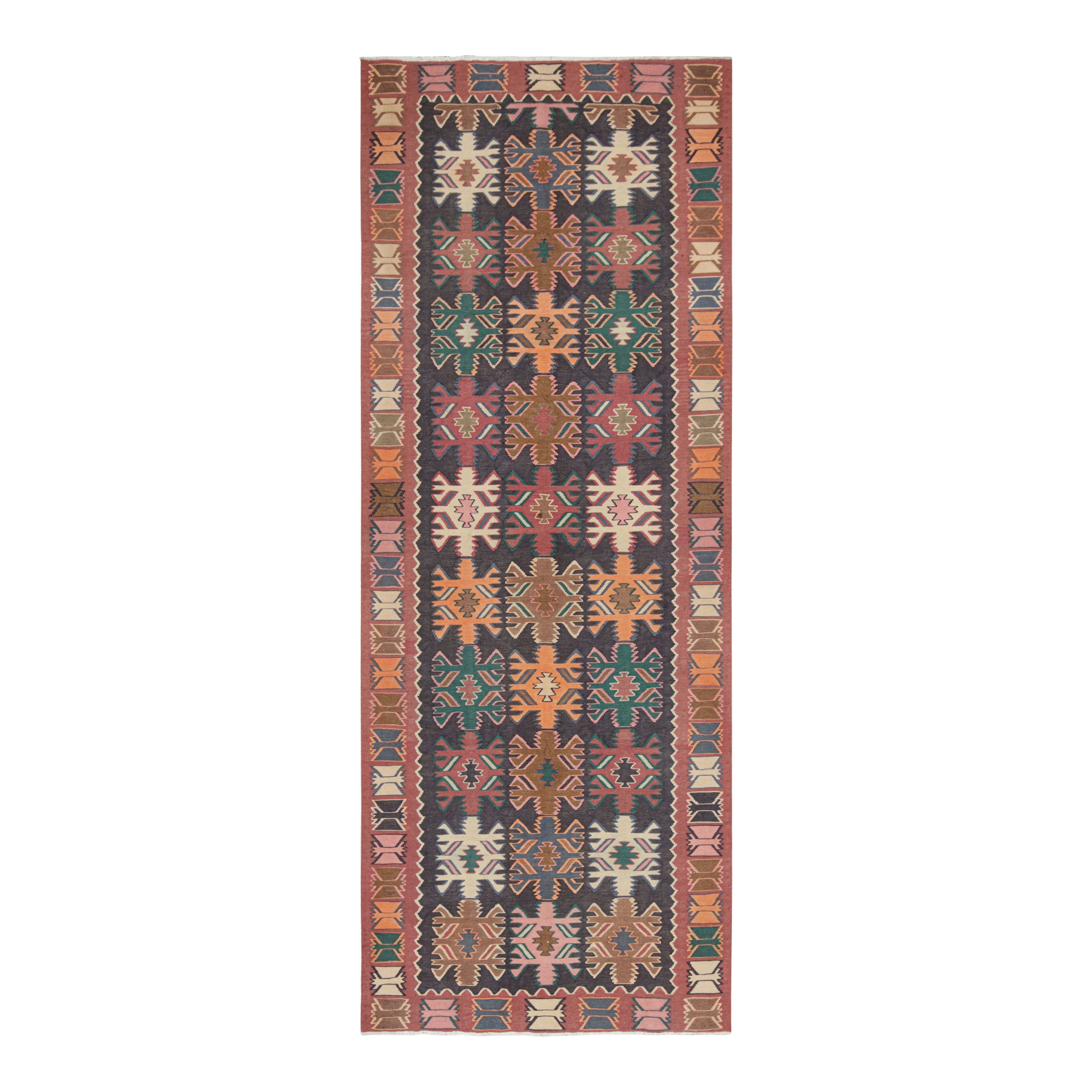 Vintage Persian Kilim in Polychromatic Geometric Patterns by Rug & Kilim For Sale