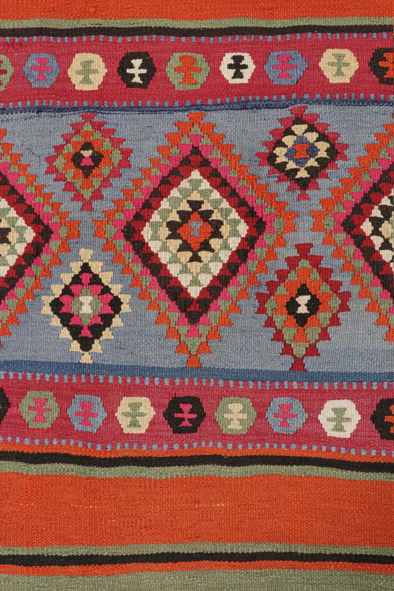 Tribal Vintage Persian Kilim in Polychromatic Geometric Patterns For Sale