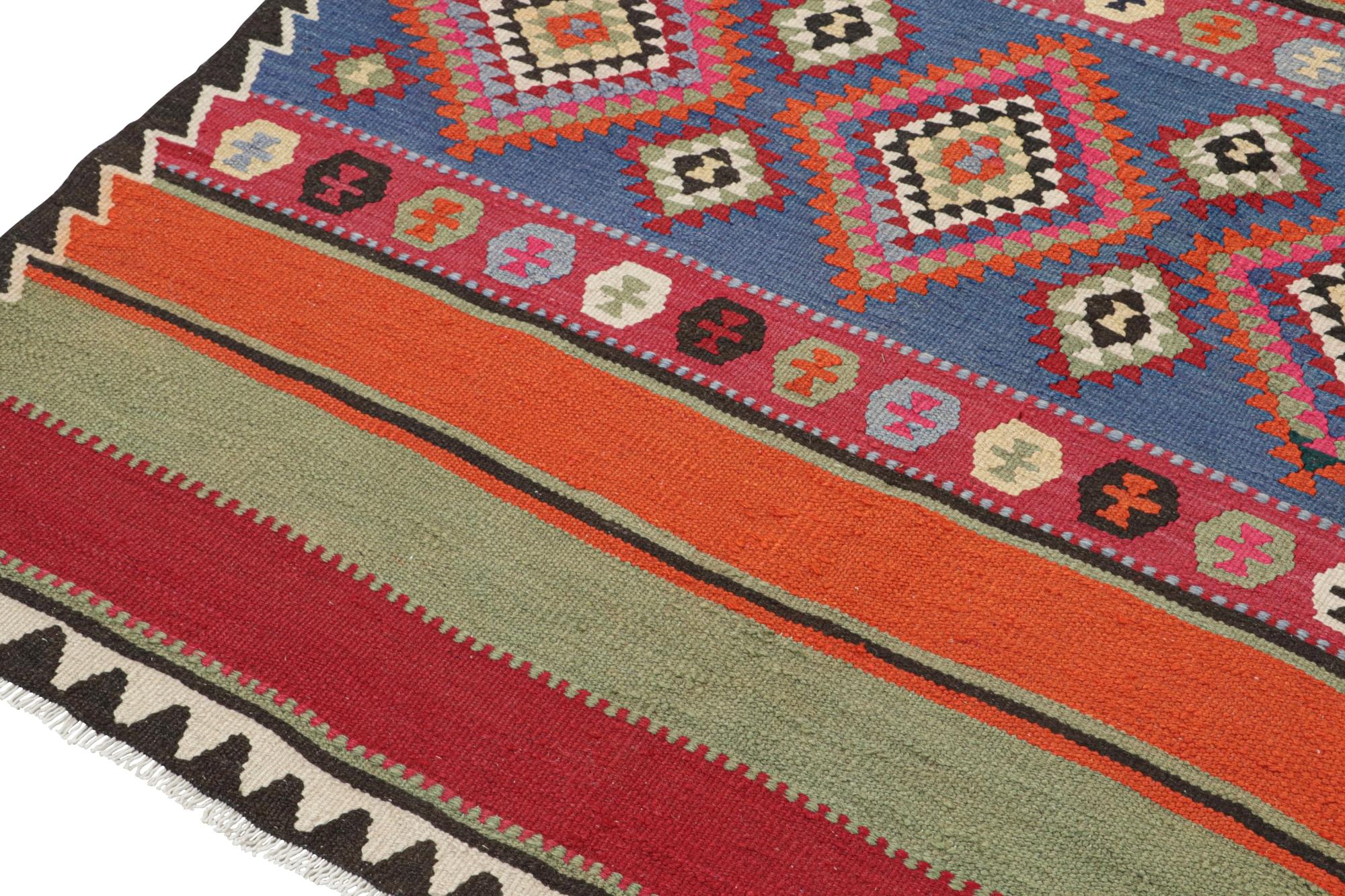 Mid-20th Century Vintage Persian Kilim in Polychromatic Geometric Patterns For Sale