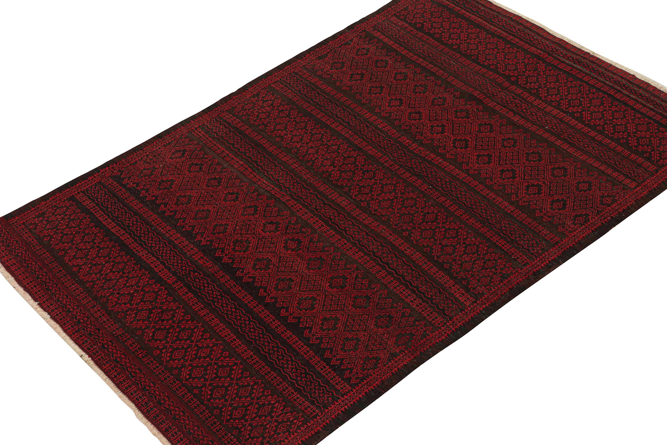 Tribal Vintage Persian Kilim in Red and Black Geometric Patterns by Rug & Kilim For Sale