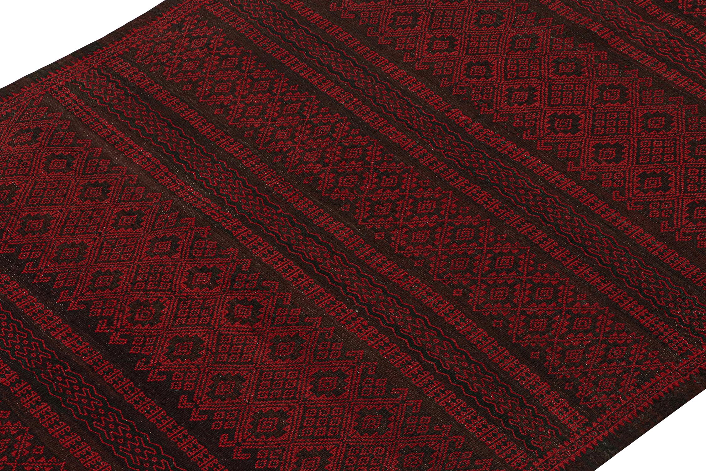 Turkish Vintage Persian Kilim in Red and Black Geometric Patterns by Rug & Kilim For Sale