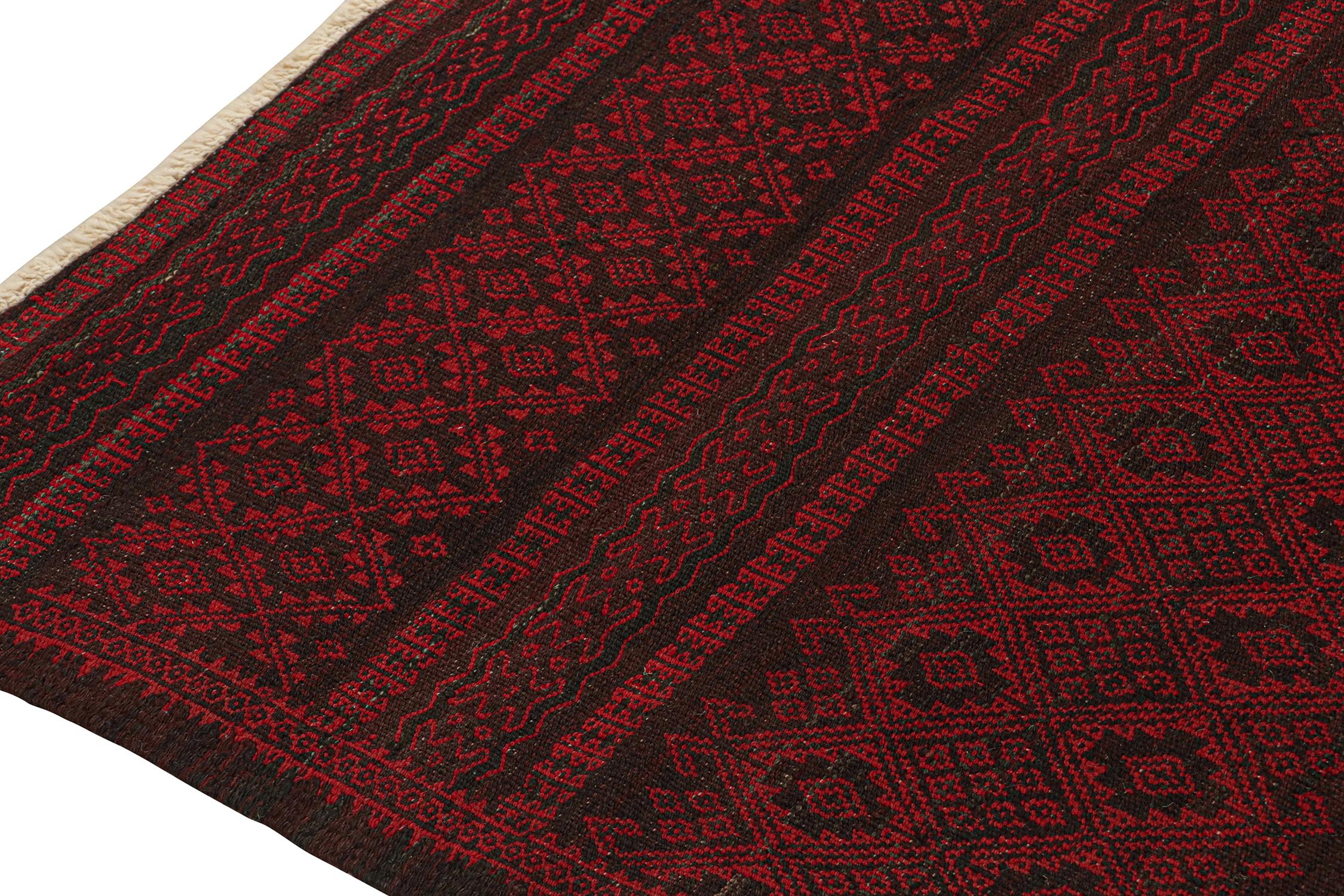 Hand-Knotted Vintage Persian Kilim in Red and Black Geometric Patterns by Rug & Kilim For Sale