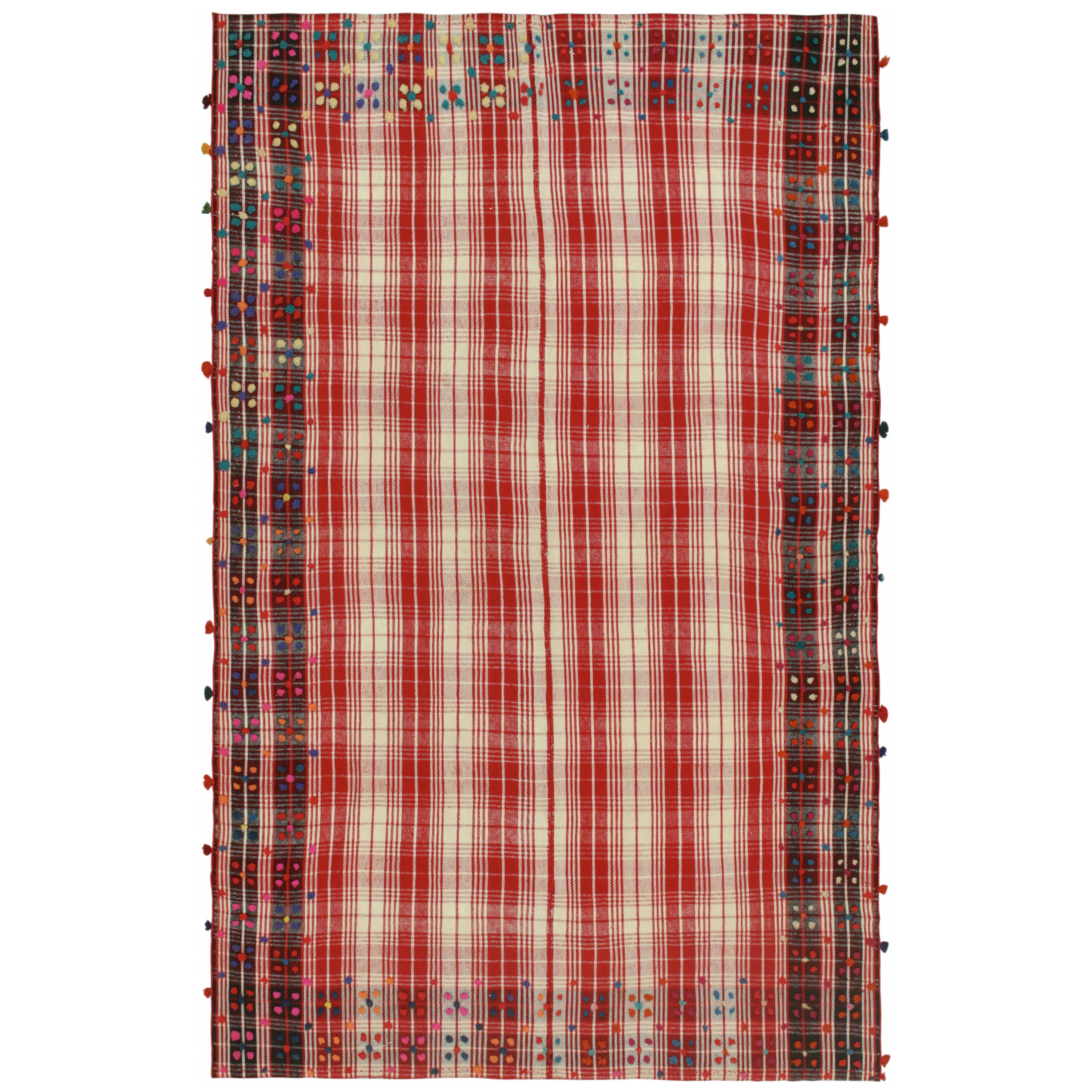 Persischer Kelim in rotem und weißem kariertem geometrischem Muster von Rug & Kilim