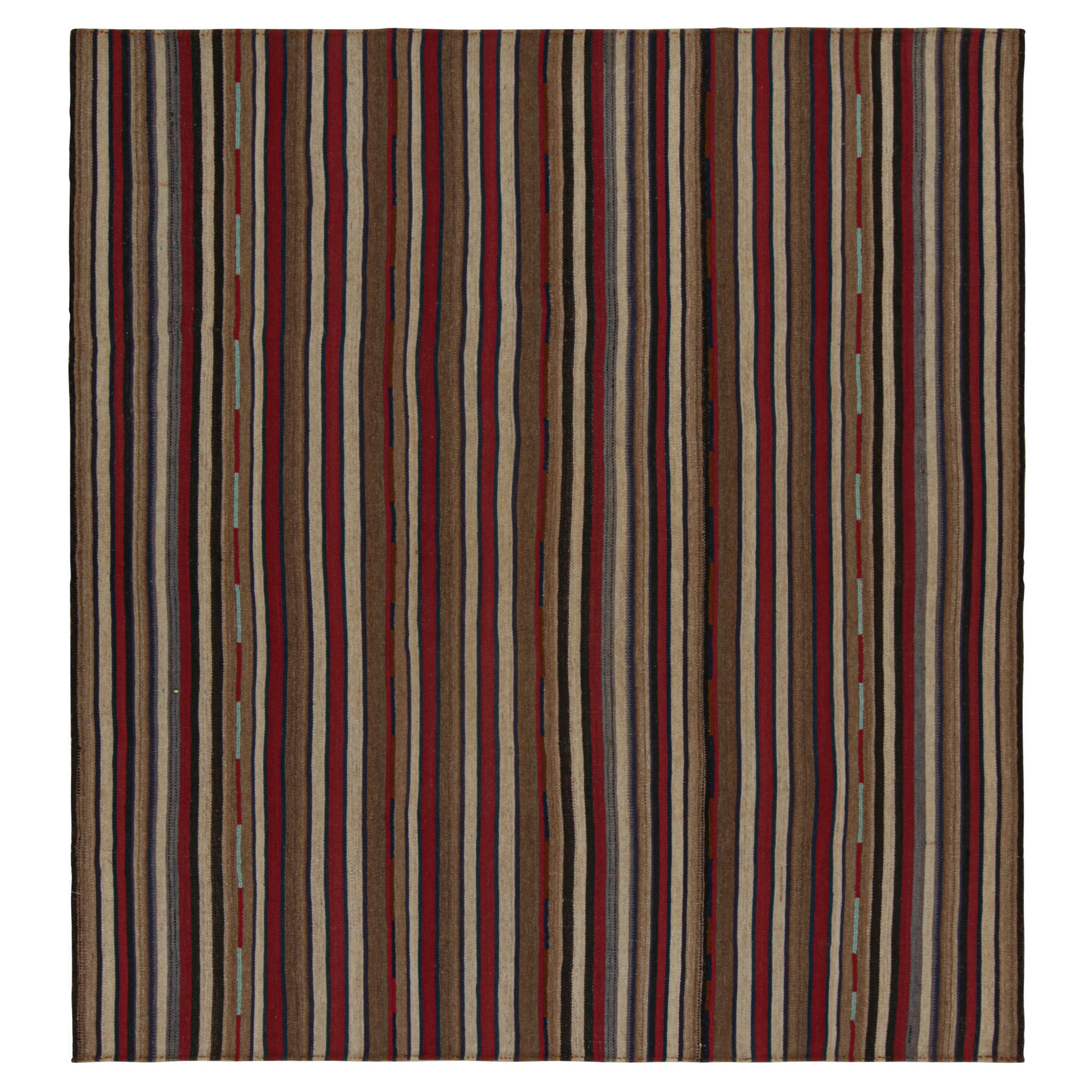 Persischer Kelim mit roten, beige-braunen und blauen Streifen von Teppich & Kilim