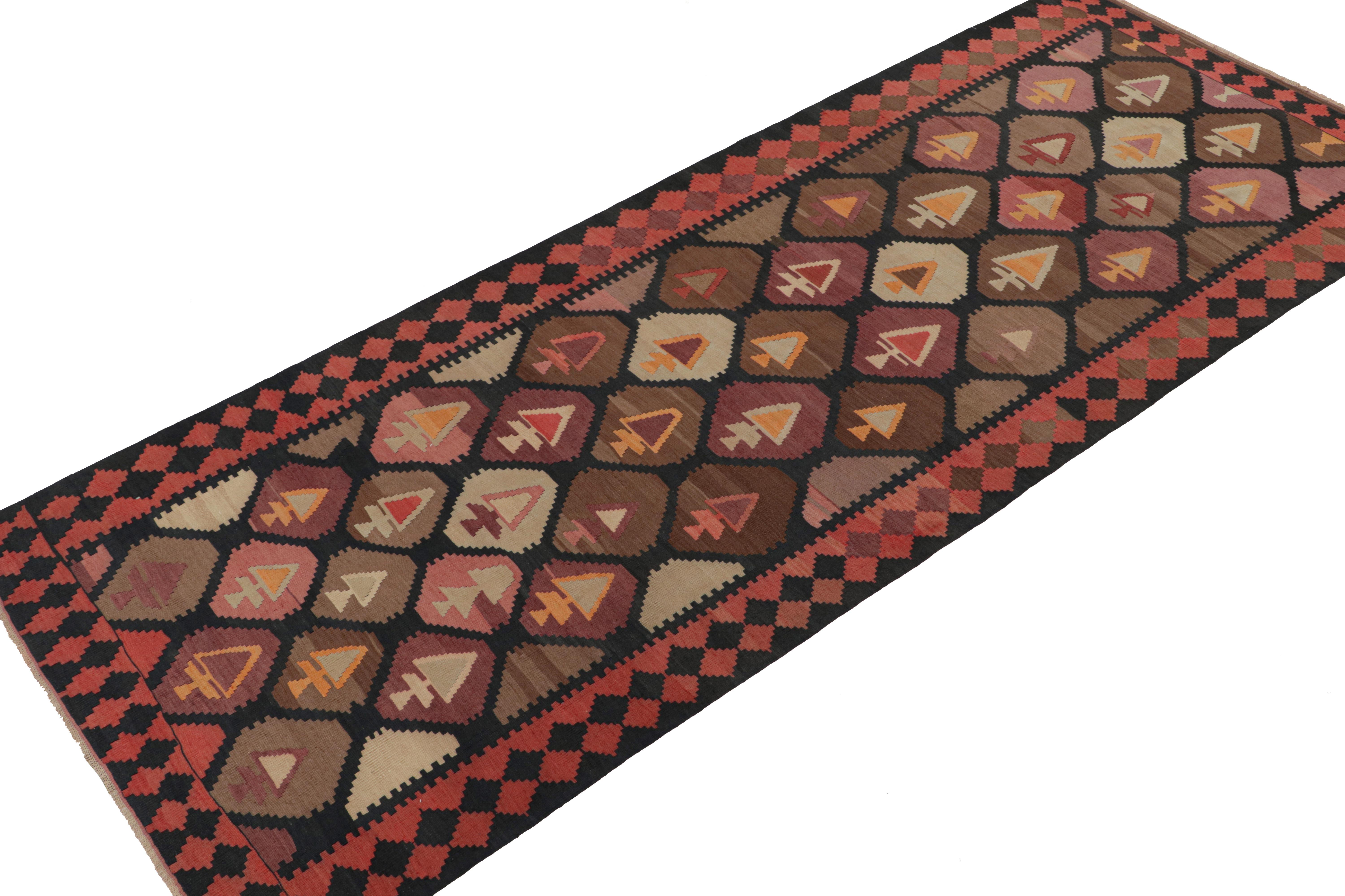 Tribal Vintage Persian Kilim in Red, Black and Brown Geometric Patterns by Rug & Kilim For Sale