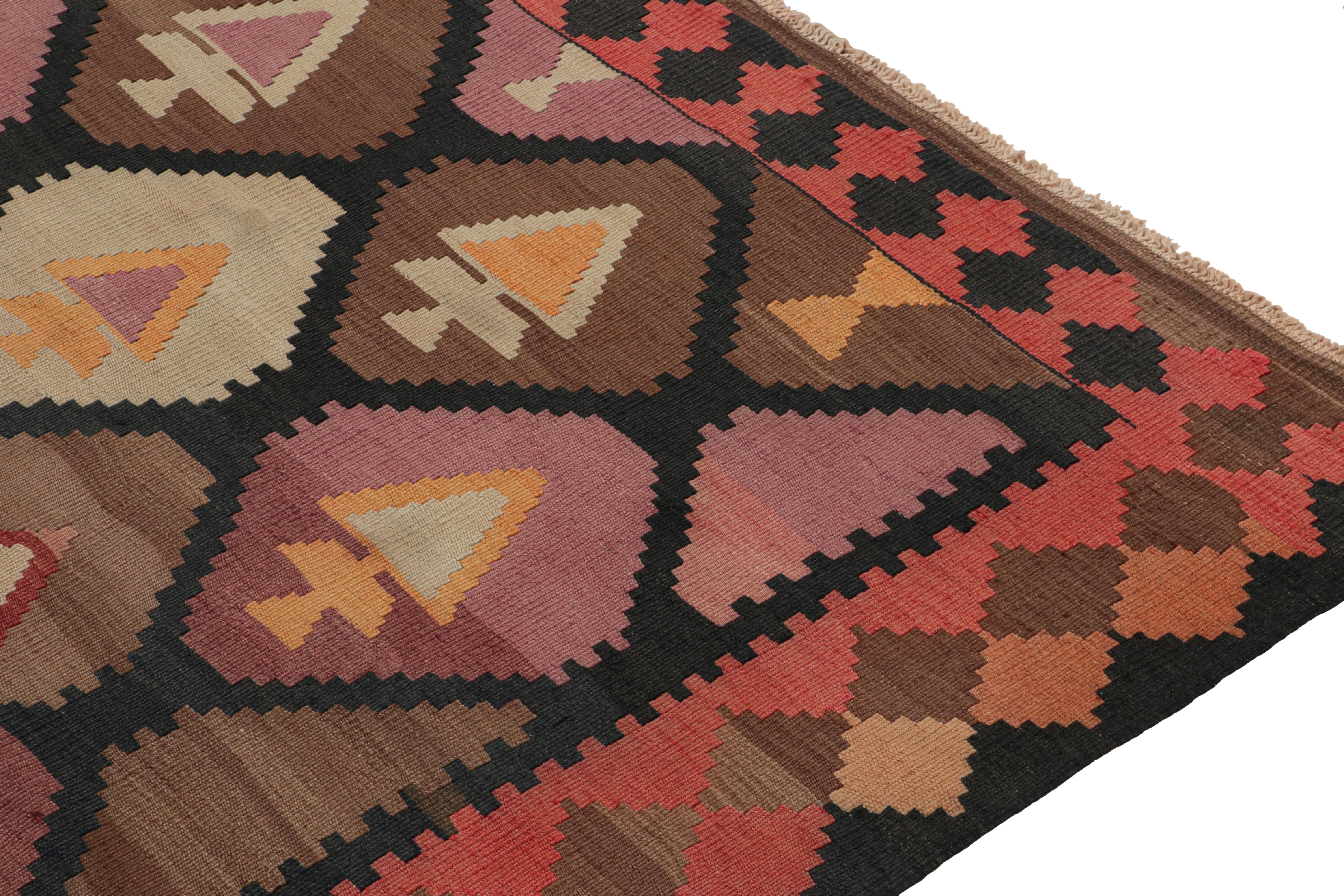 Vintage Persian Kilim in Red, Black and Brown Geometric Patterns by Rug & Kilim In Good Condition For Sale In Long Island City, NY