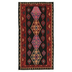 Vintage Persian Kilim in Red & Black, Colorful Medallion Patterns by Rug & Kilim