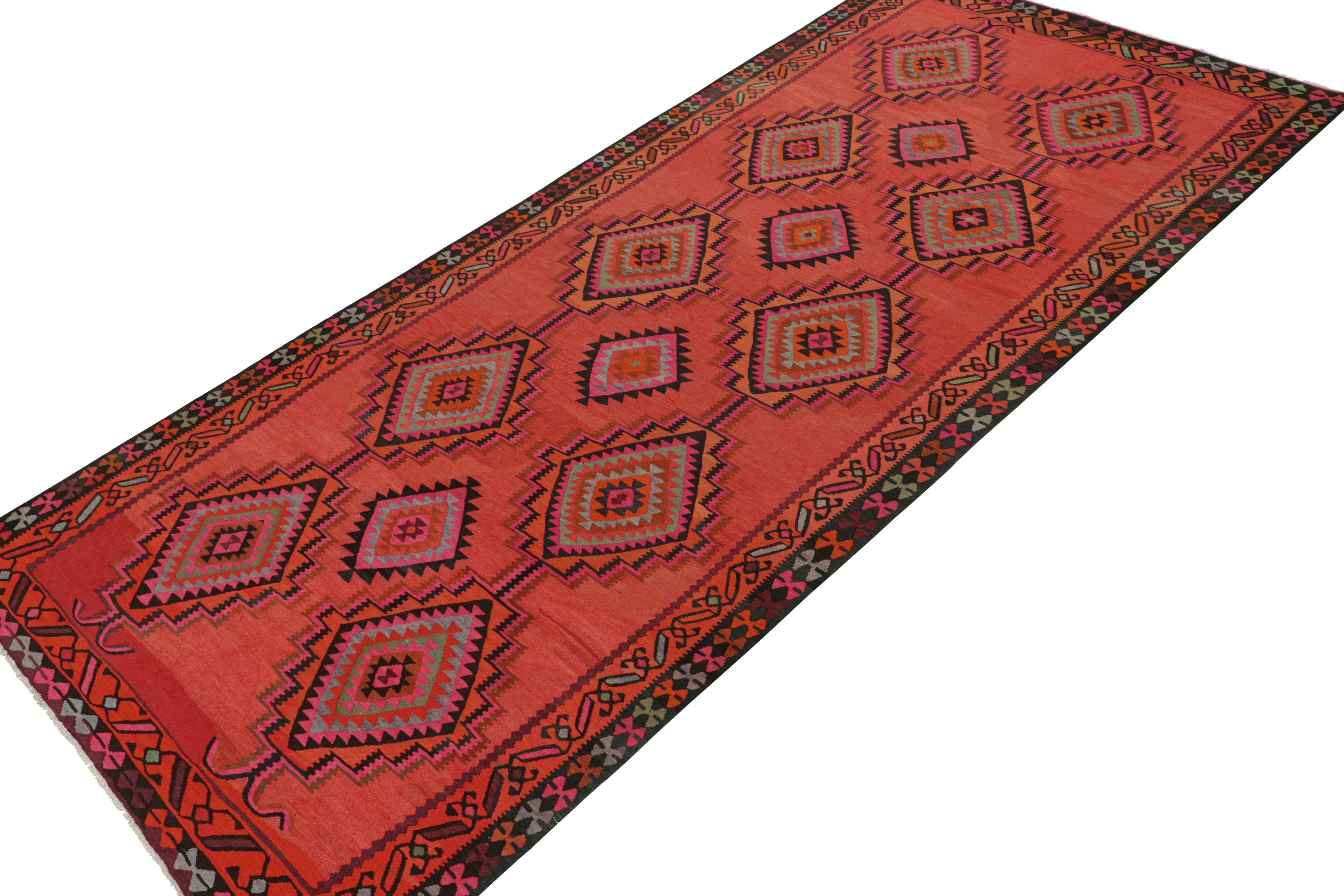 Tribal Vintage Persian Kilim in Red & Black with Diamond Patterns by Rug & Kilim For Sale