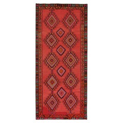 Vintage Persian Kilim in Red & Black with Diamond Patterns by Rug & Kilim