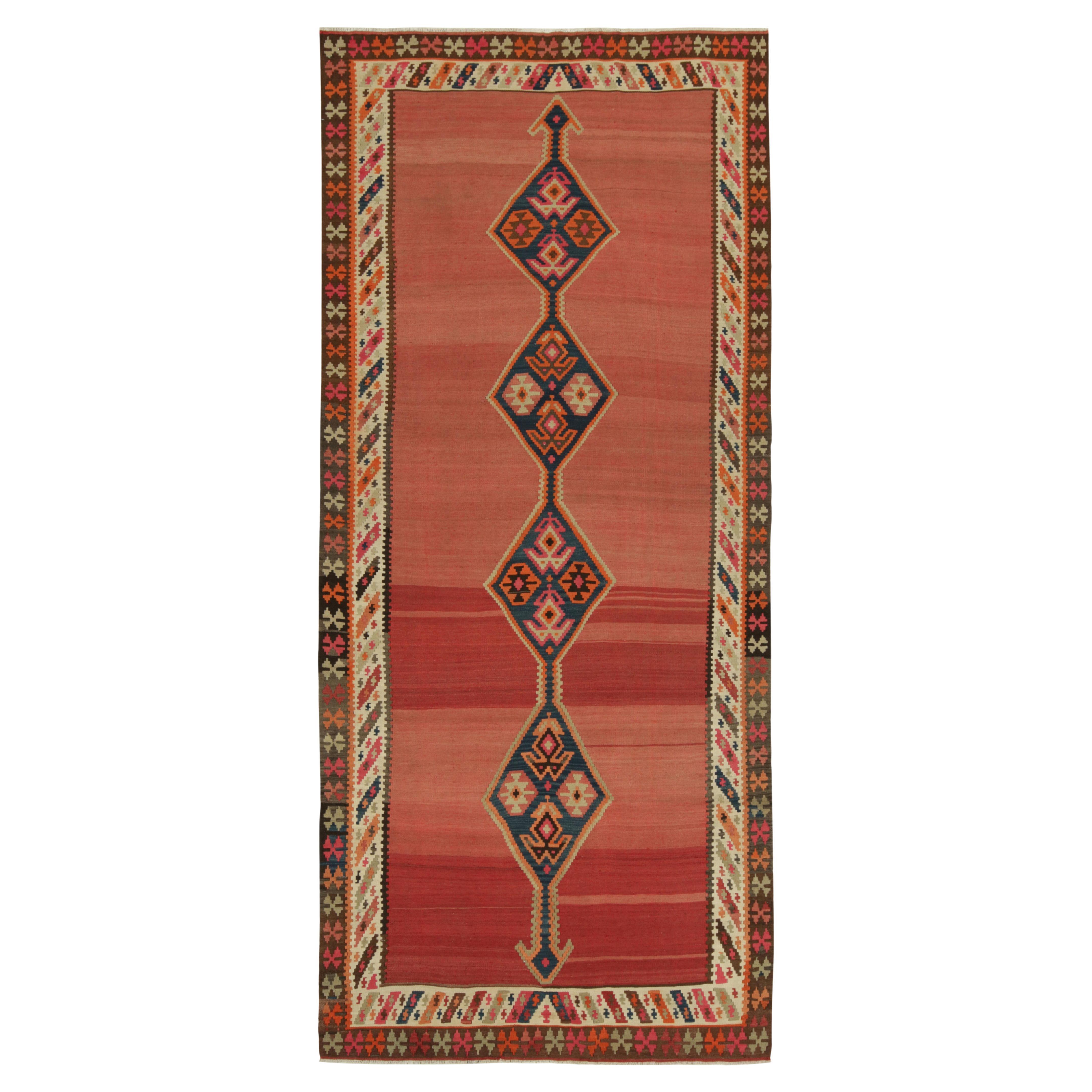 Vintage Persian Kilim in Red with Blue Medallion Pattern by Rug & Kilim